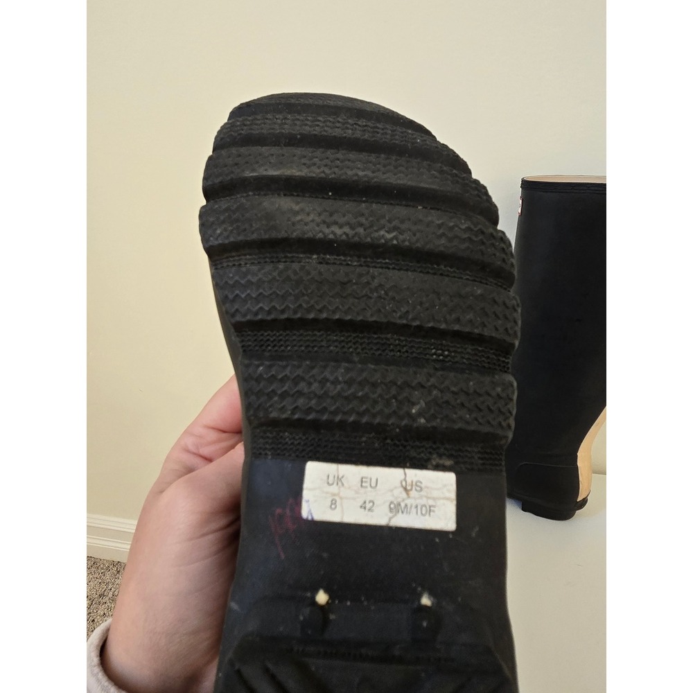 Hunter Original Tall Rain Boots Black Cream Back Panel Women's US‎ 10 EU 42 - Picture 10 of 11